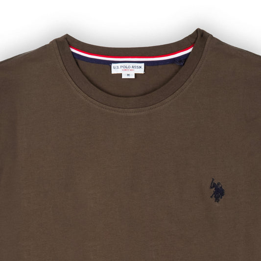 T-Shirt Homem US Polo Marrom com Logo Bordado