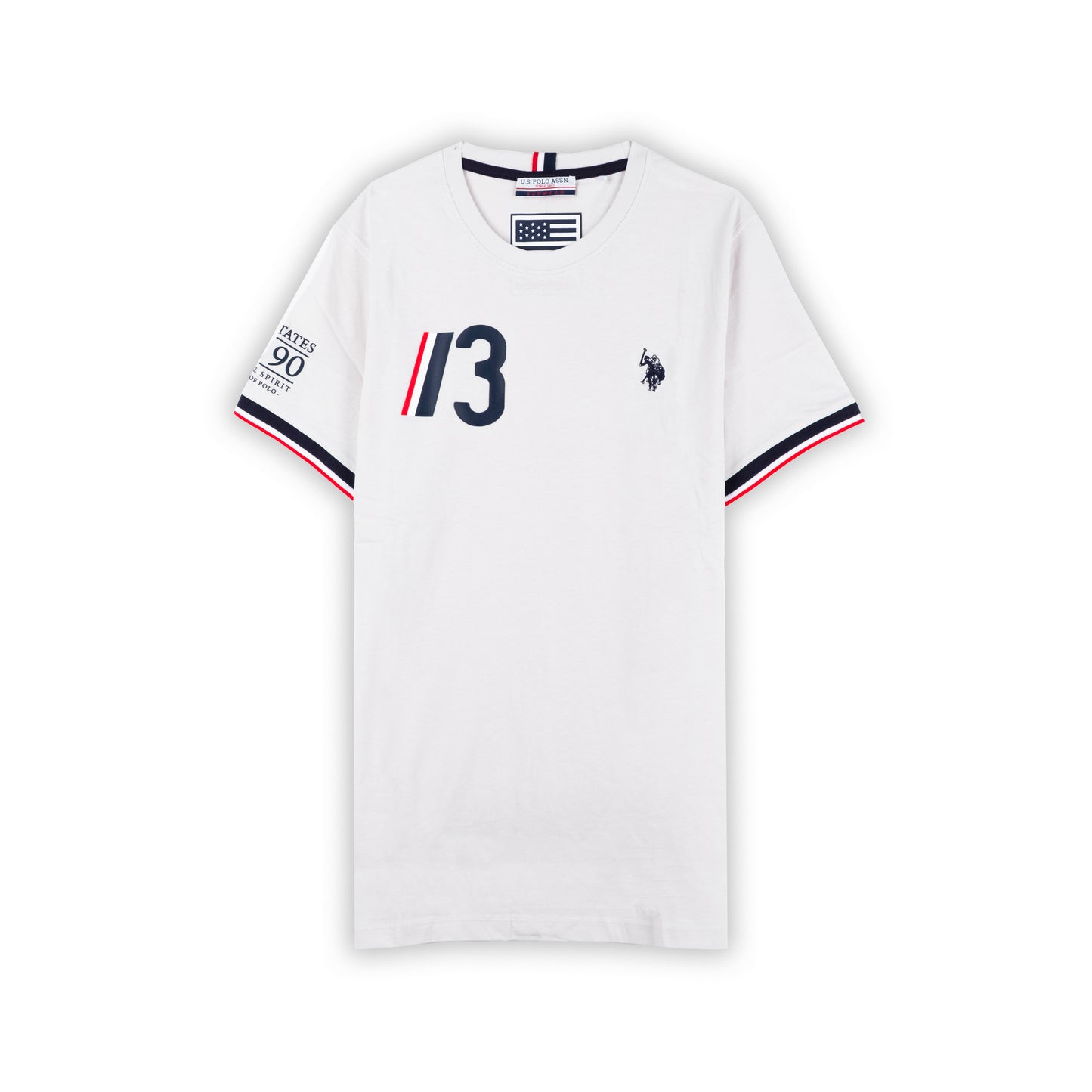 T-Shirt Homem US Polo, Branca, Detalhes Listrados