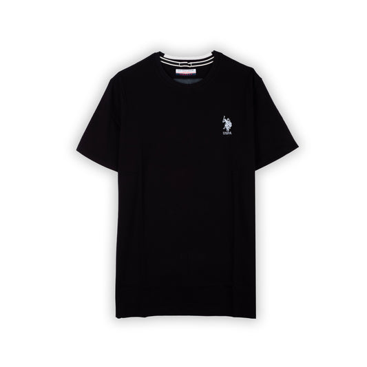 T-Shirt Homem US Polo Preta com Logo Discreto