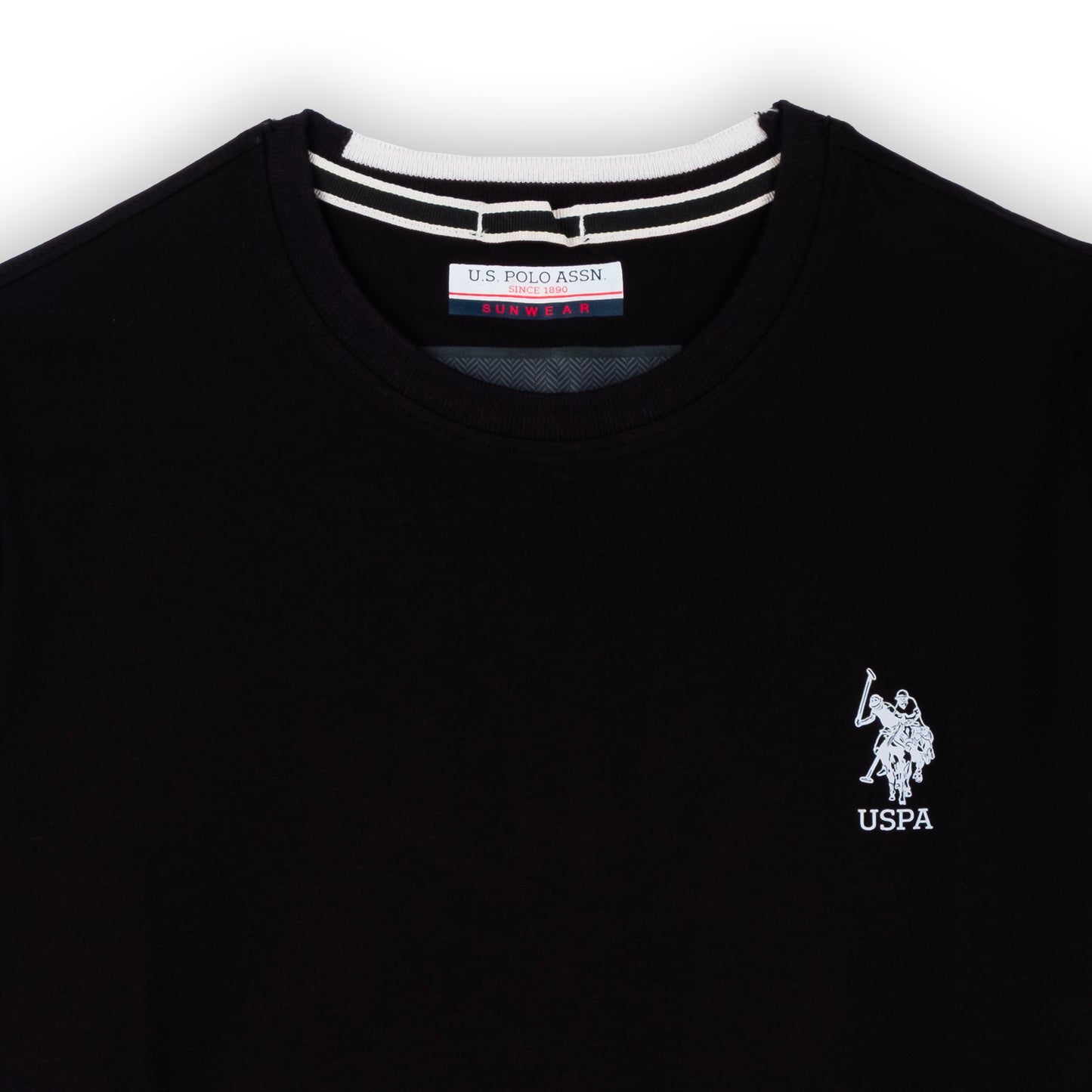 T-Shirt Homem US Polo Preta com Logo Discreto