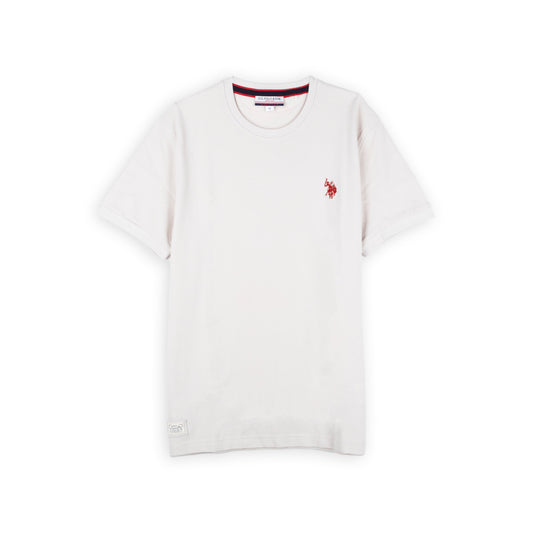 T-Shirt Homem Us Polo Branca com Logo Bordado