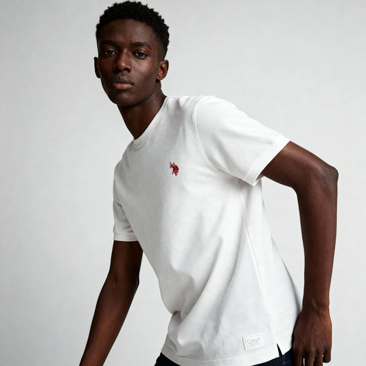 T-Shirt Homem Us Polo Branca com Logo Bordado