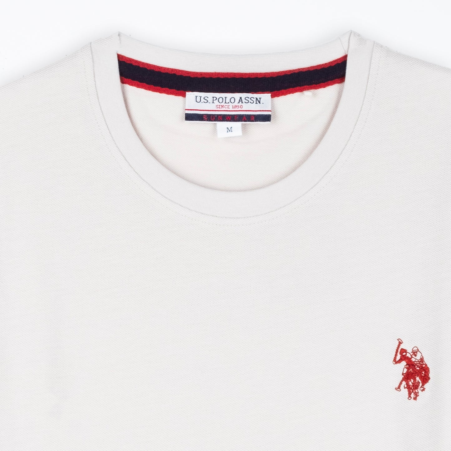 T-Shirt Homem Us Polo Branca com Logo Bordado