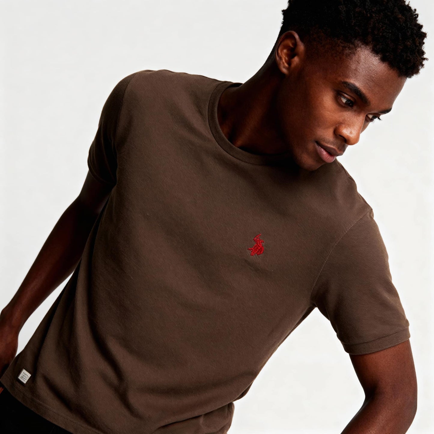 T-Shirt Homem US Polo Marrom com Logo Bordado