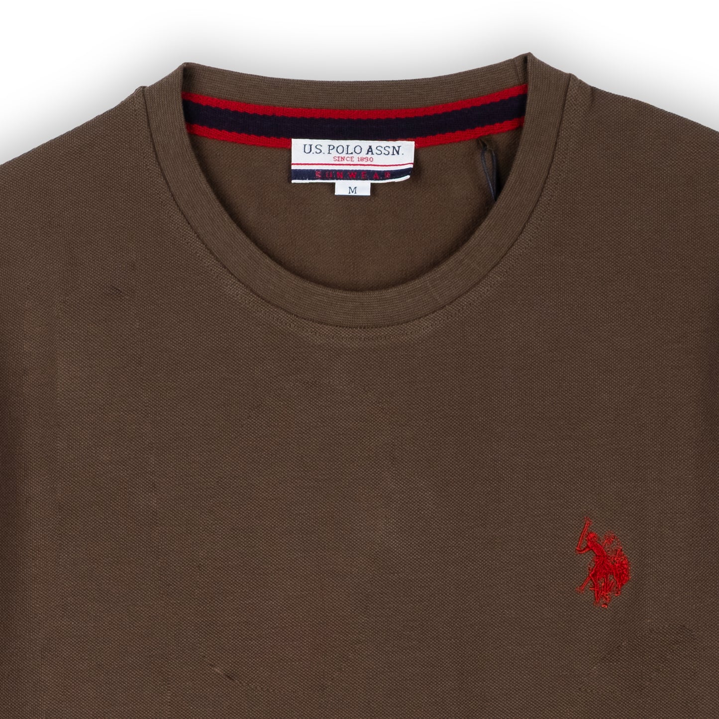 T-Shirt Homem US Polo Marrom com Logo Bordado