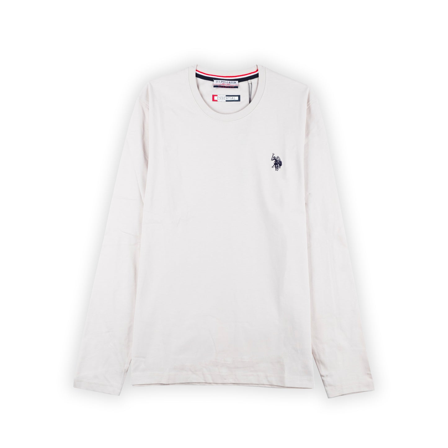 Camisola Homem US Polo Branca com Logo Bordado no Peito e Gola Redonda