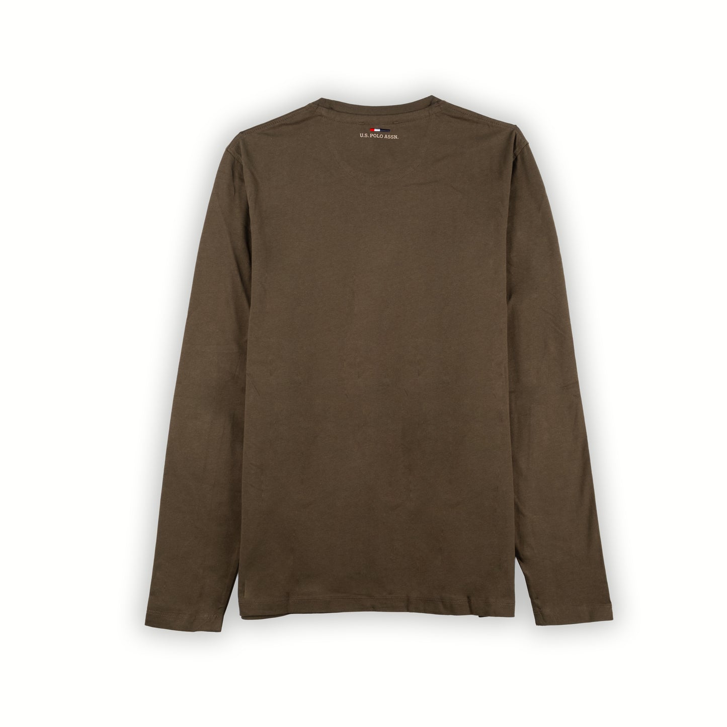 Camisola Homem US Polo Verde Oliva com Logo Bordado no Peito e Gola Redonda