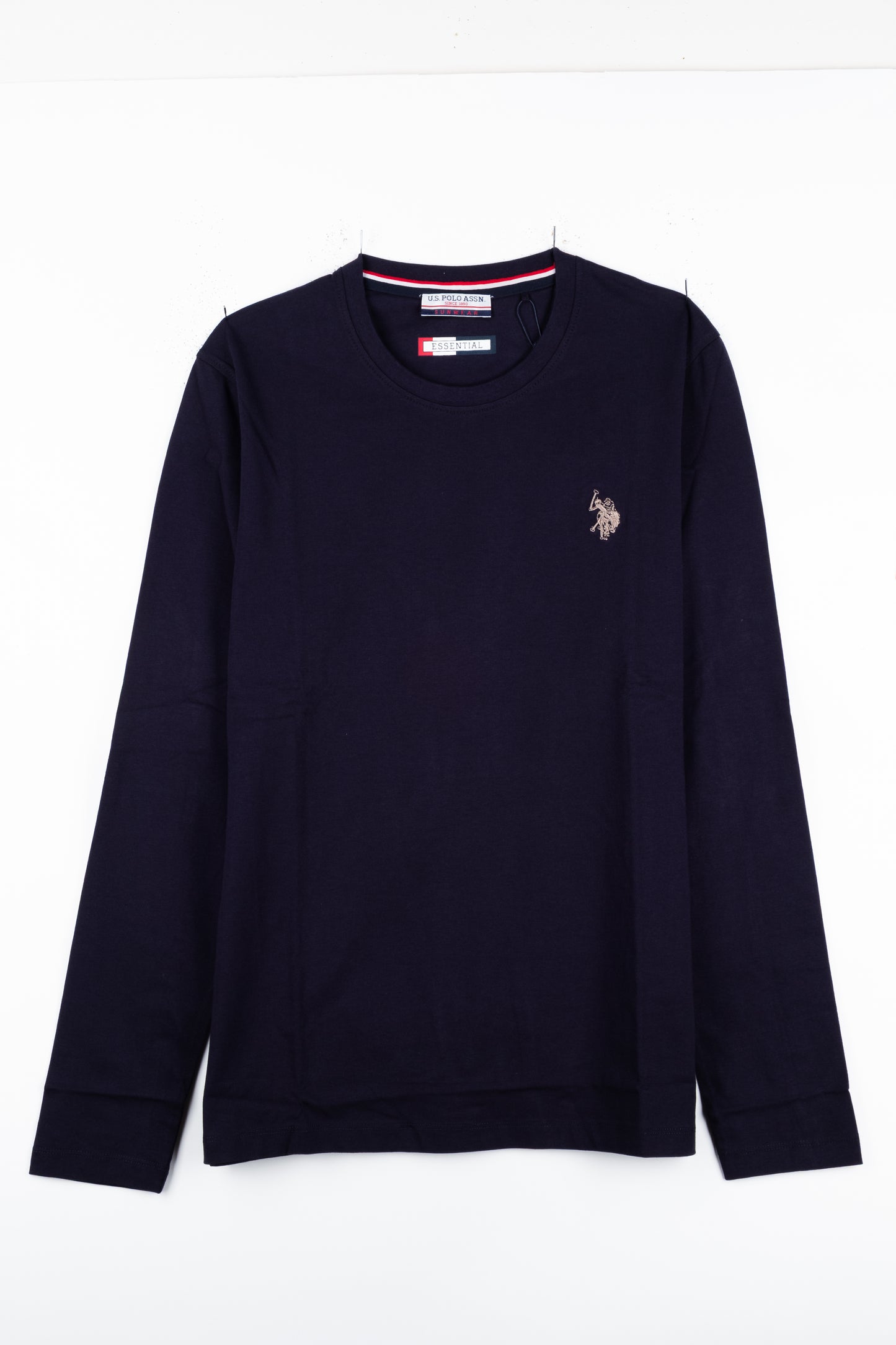 Camisola Homem US Polo Azul Escuro com Logo Bordado no Peito e Gola Redonda