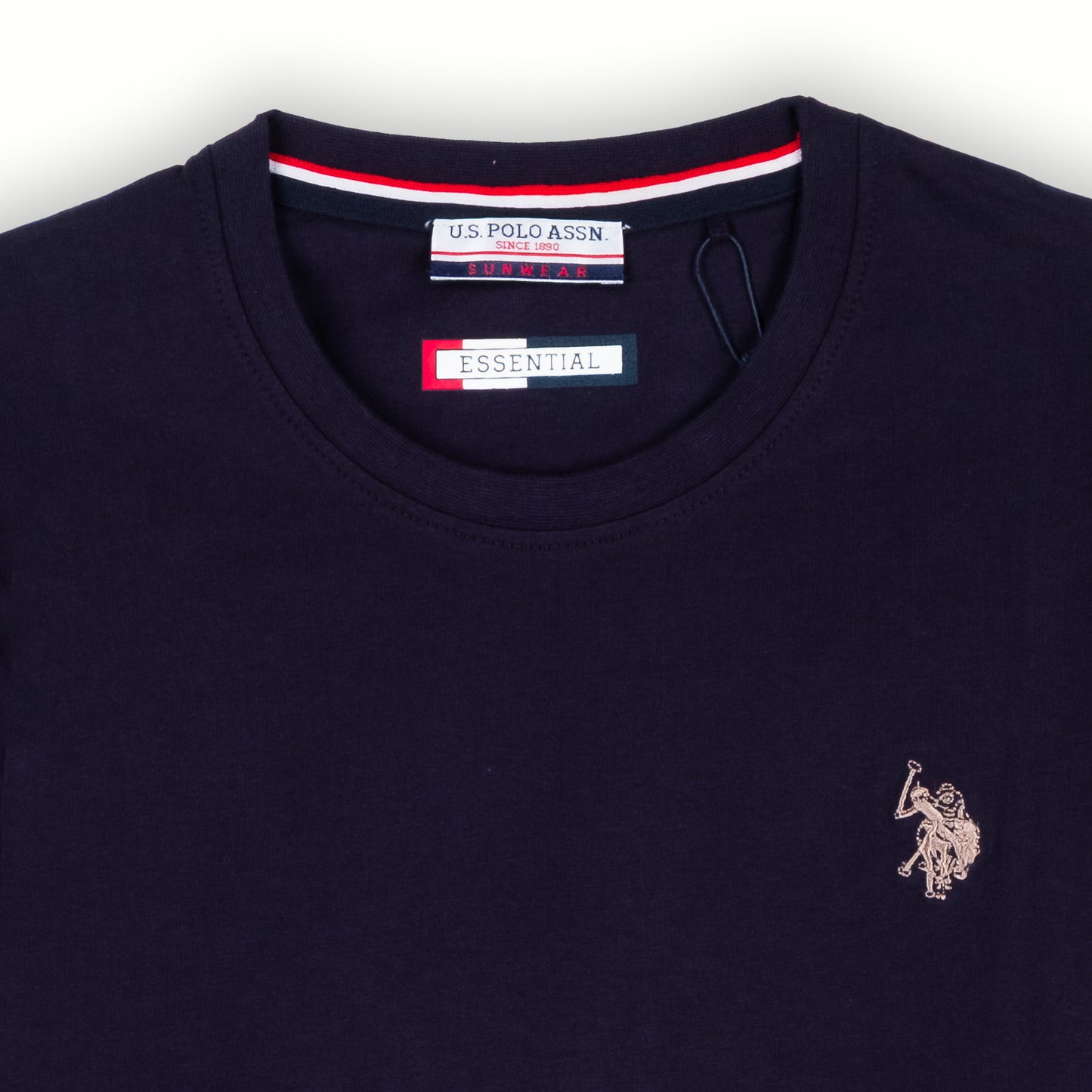 Camisola Homem US Polo Azul Escuro com Logo Bordado no Peito e Gola Redonda