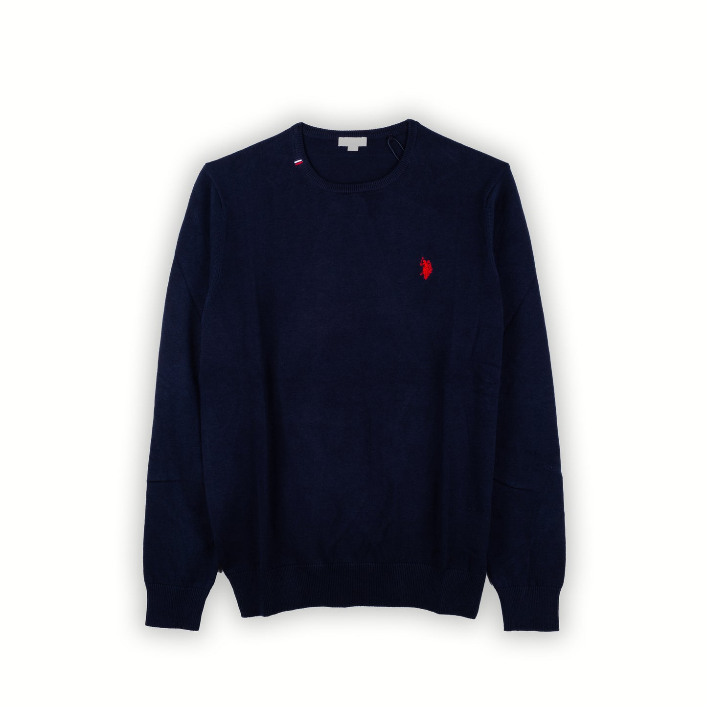 Camisola Homem US Polo Azul Escuro com Logo Bordado Contrastante e Gola Redonda