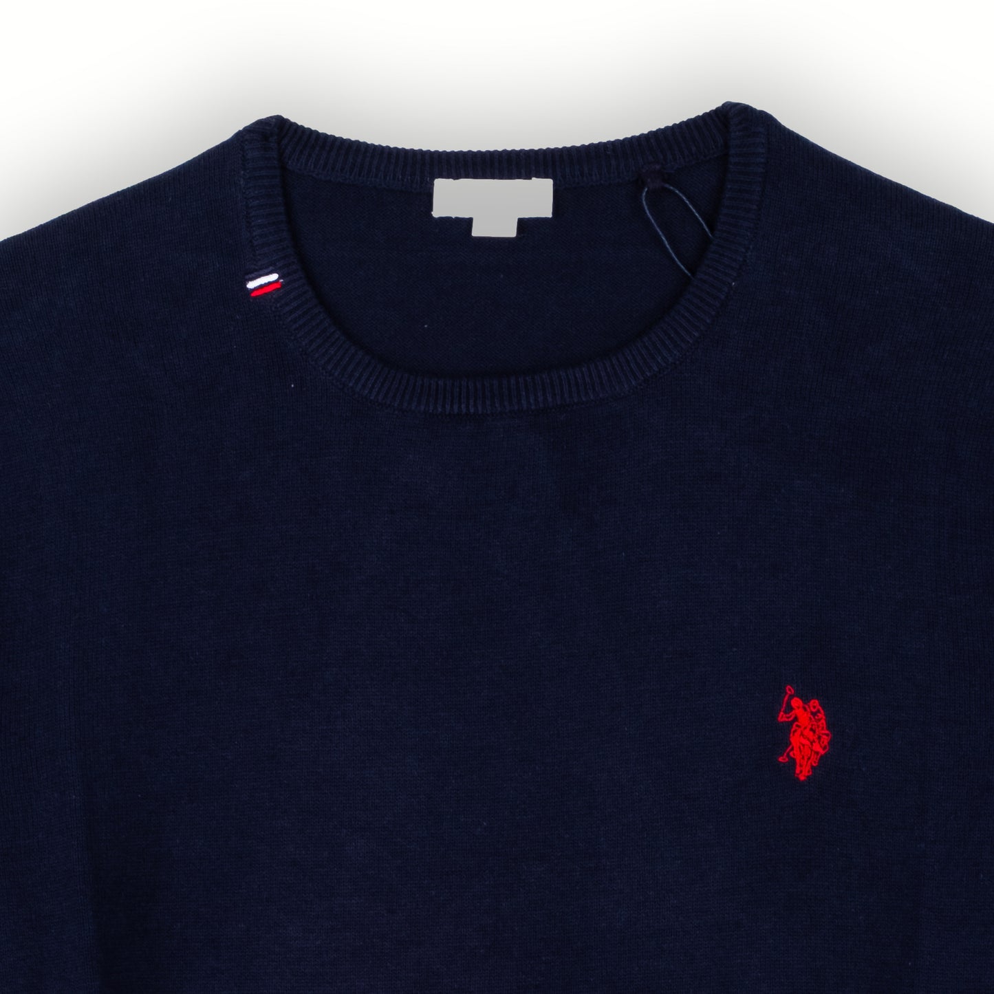 Camisola Homem US Polo Azul Escuro com Logo Bordado Contrastante e Gola Redonda