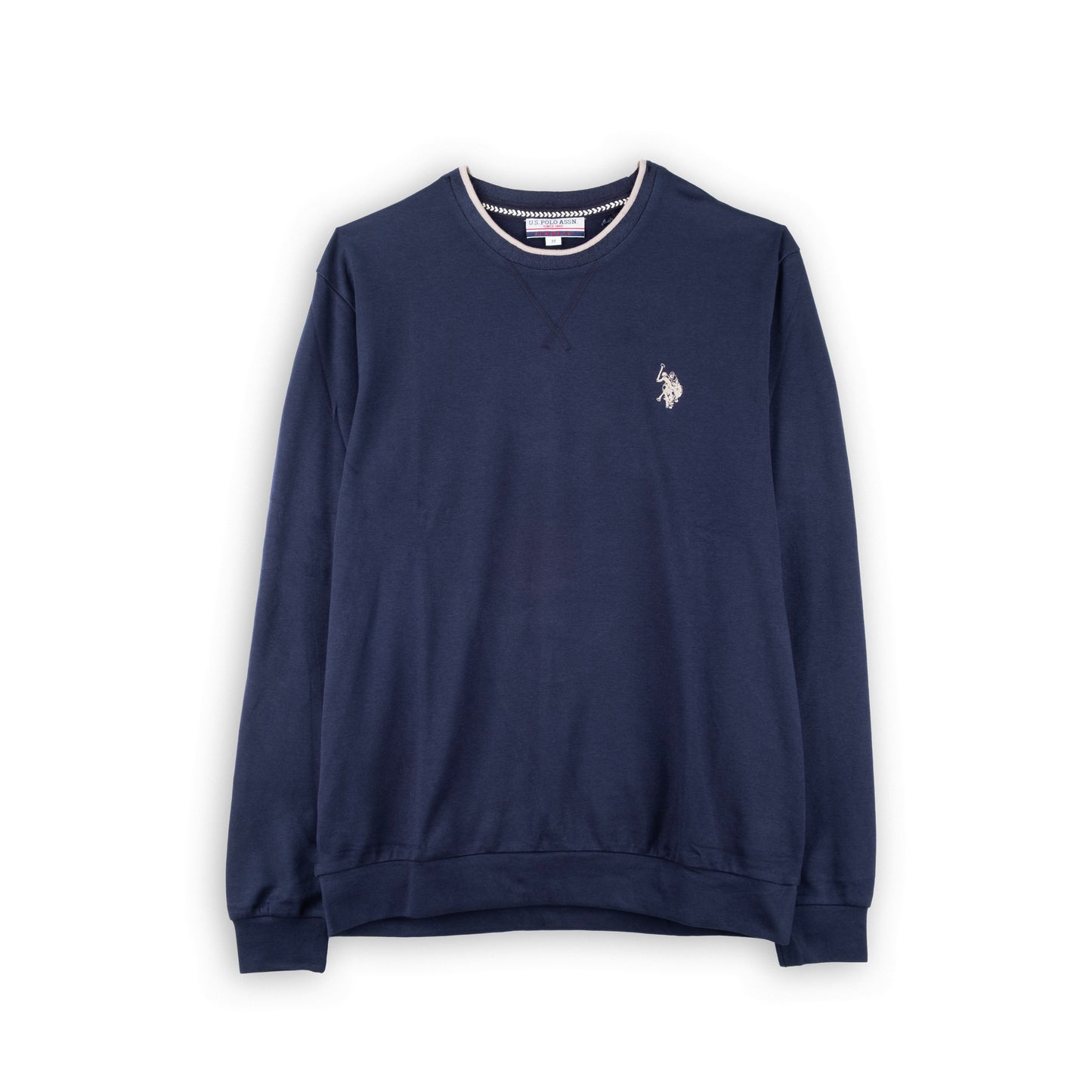 Camisola Homem US Polo Azul Escuro com Logo Bordado no Peito e Gola Redonda