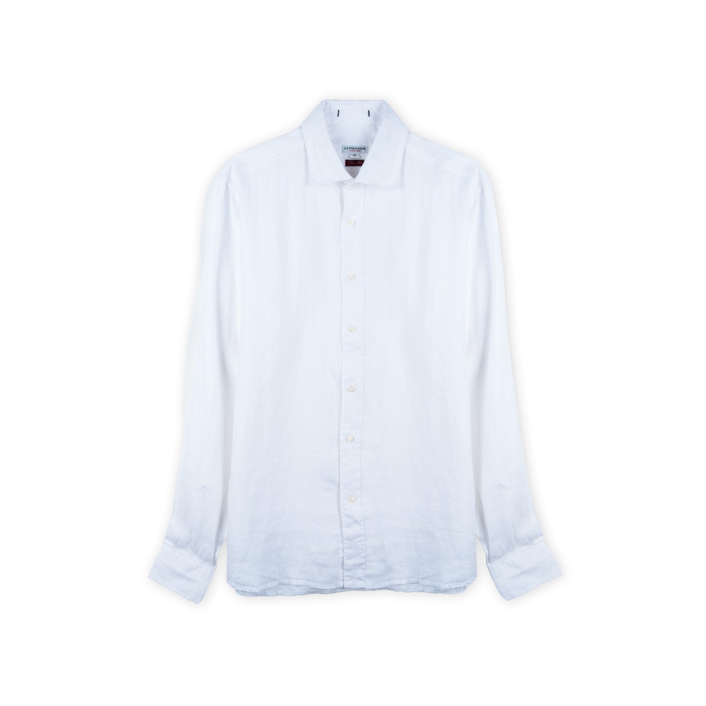 Camisa Homem US Polo Branca com Botões Frontais e Manga Comprida