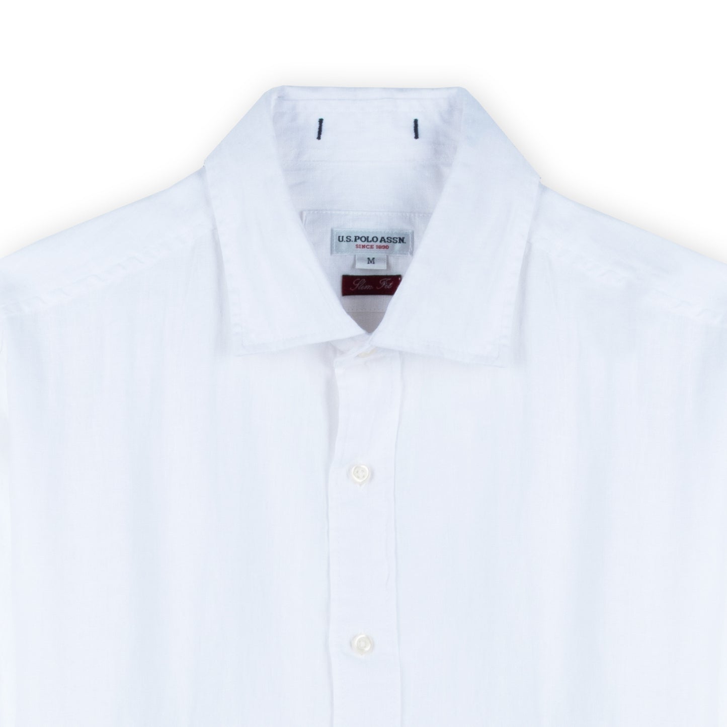 Camisa Homem US Polo Branca com Botões Frontais e Manga Comprida