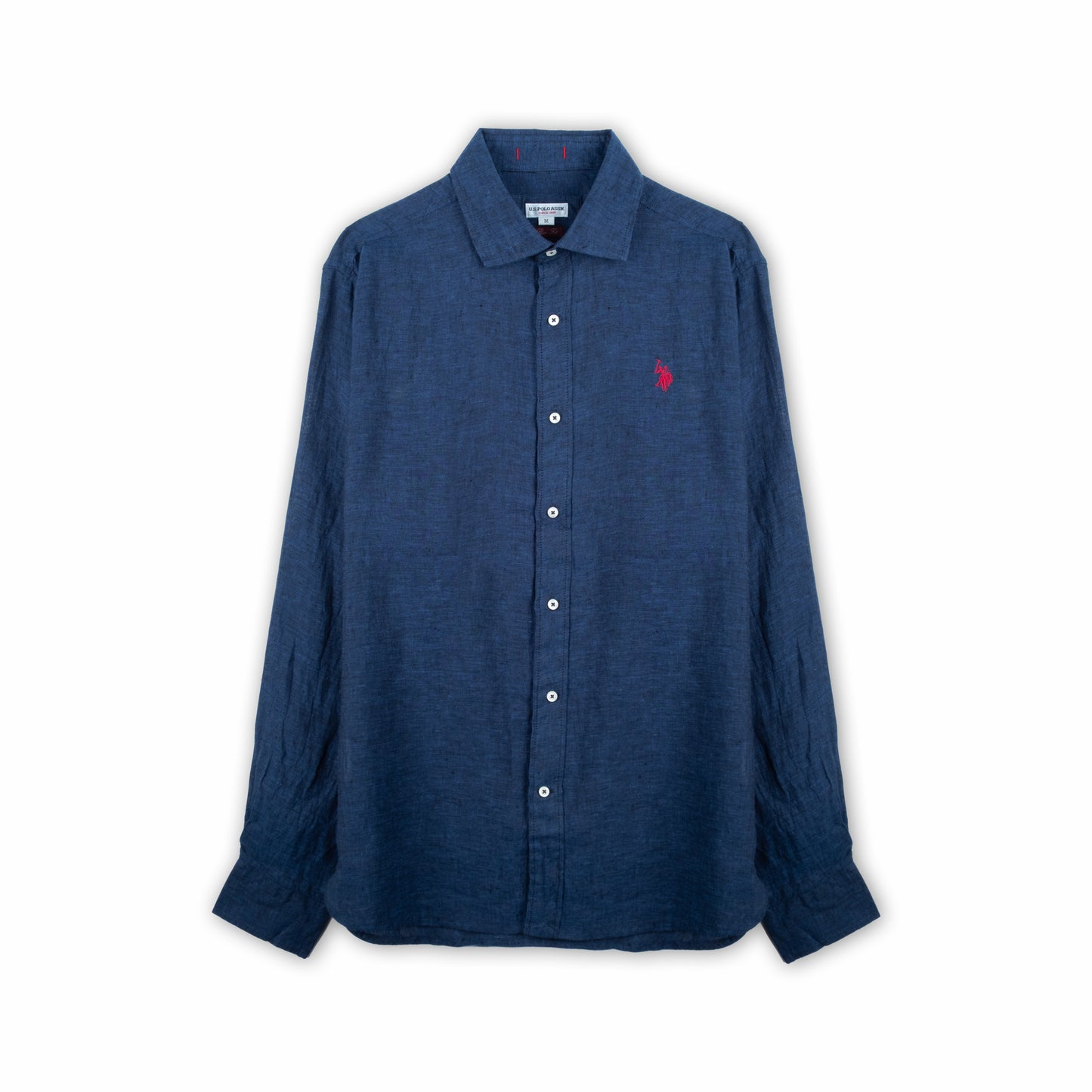 Camisa Homem US Polo Azul Escuro com Botões Frontais e Manga Comprida