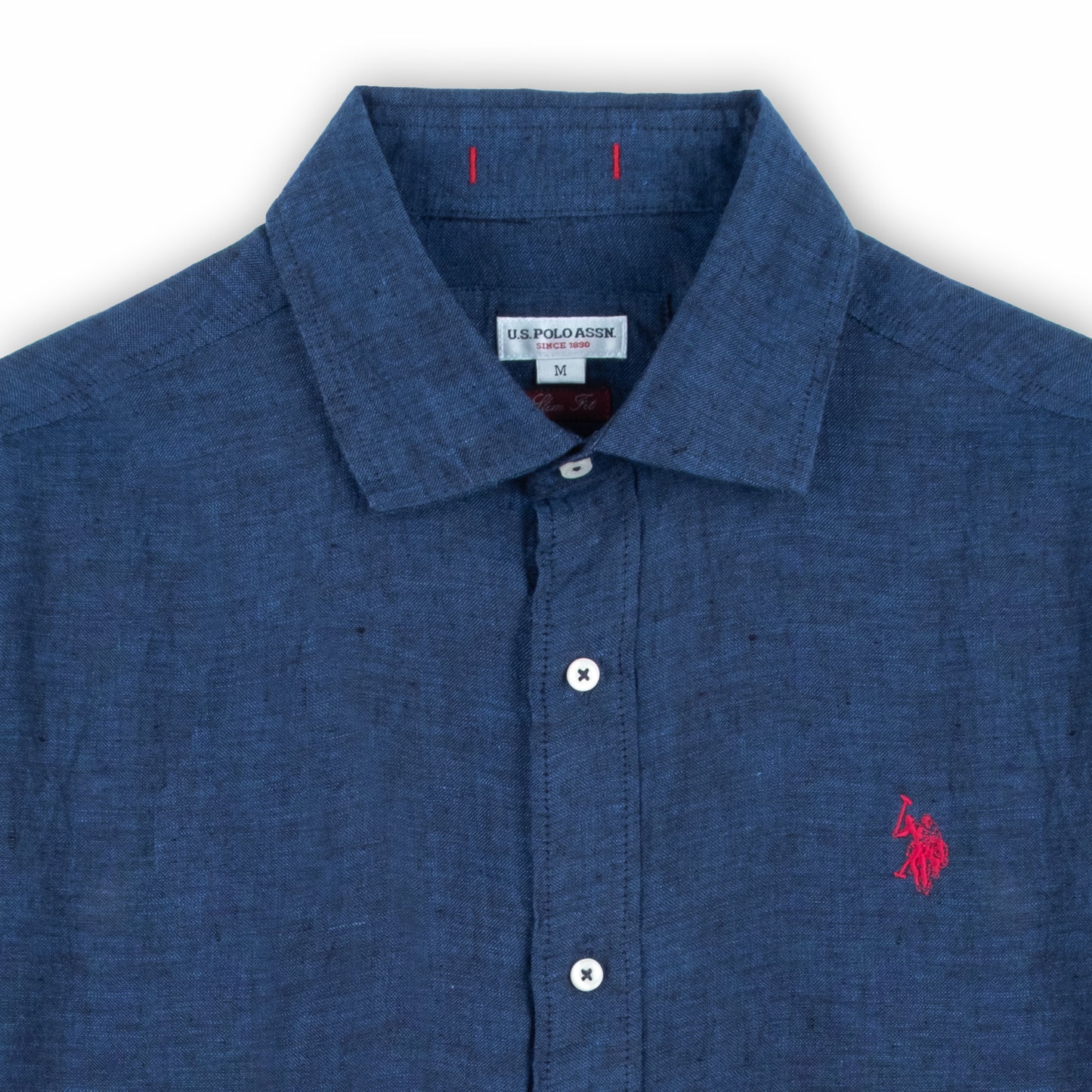 Camisa Homem US Polo Azul Escuro com Botões Frontais e Manga Comprida