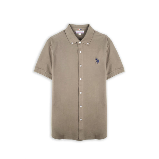 Camisa Homem U.S. Polo Assn. Caqui de Manga Curta