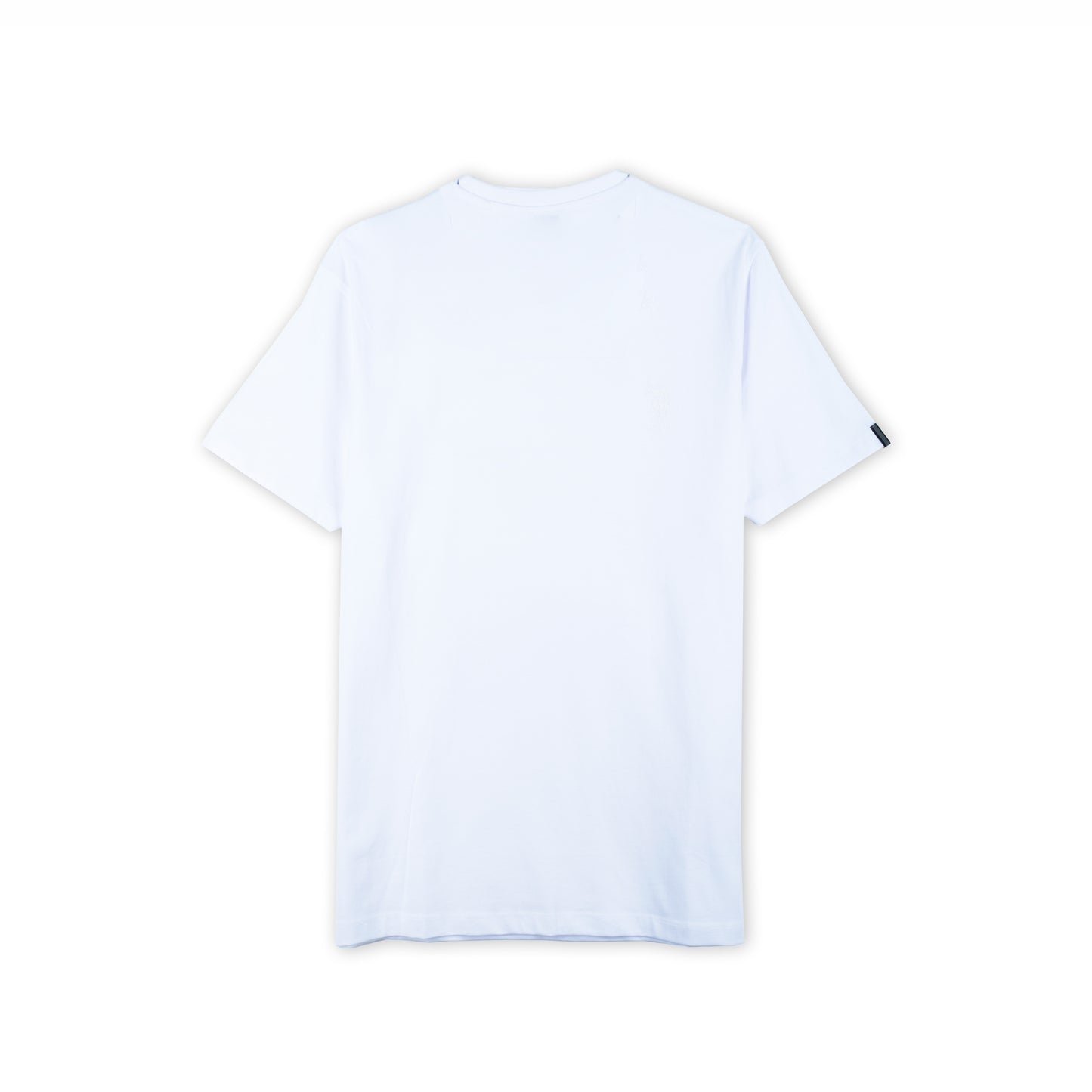 T-shirt Homem US Polo Branca Minimalista com Gola Redonda