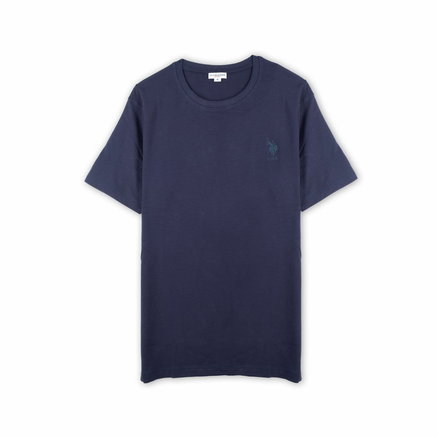 T-shirt Homem US Polo Azul Escuro Minimalista com Gola Redonda