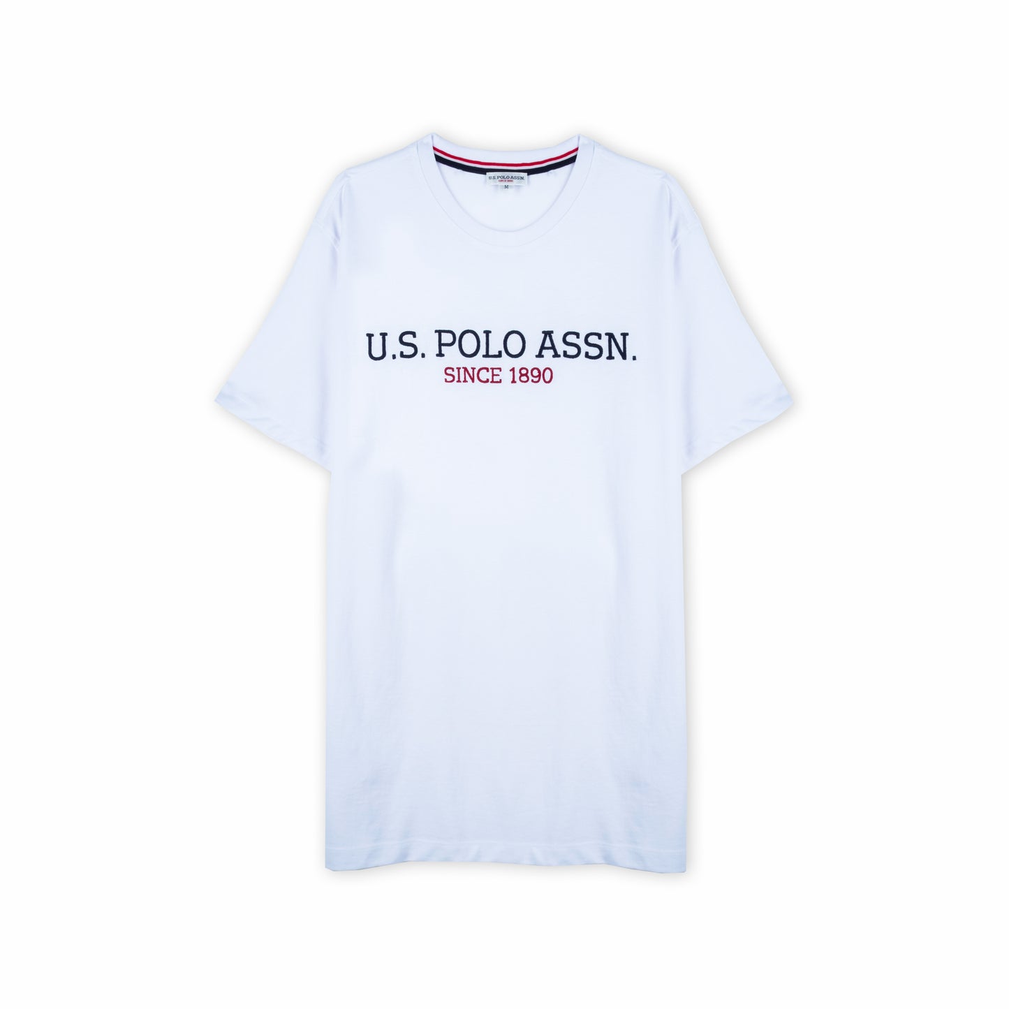 T-shirt Homem US Polo Branca com Logo Frontal e Texto Gráfico