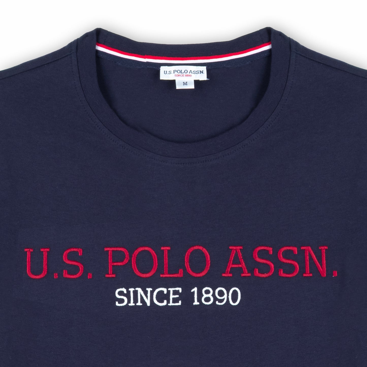 T-shirt Homem US Polo Azul Escuro com Logo Frontal e Texto Gráfico