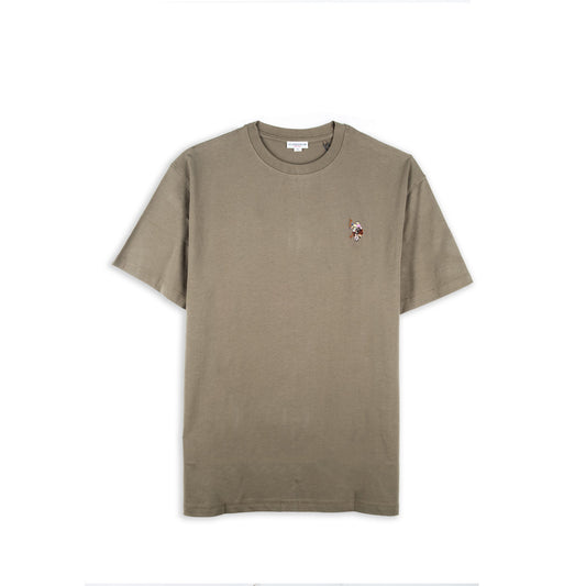 T-shirt Homem U.S. Polo Assn. Caqui com Logótipo Multicolor