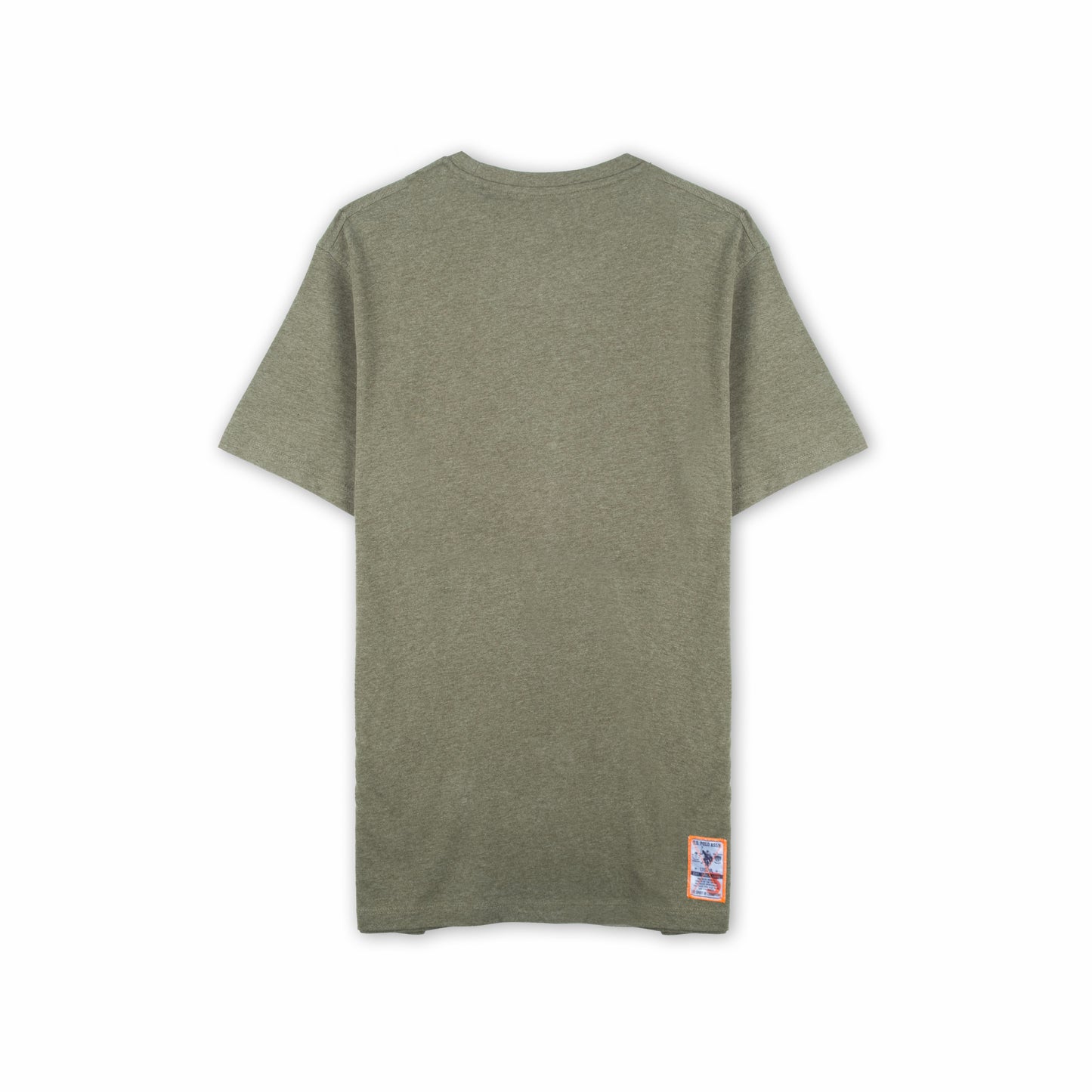 T-shirt Homem US Polo Verde Caqui com Logo Frontal em Contraste e Texto Gráfico