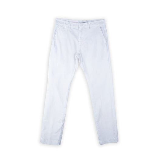 Calças Chino Homem U.S. Polo Assn. Brancas com Bolsos Laterais e Fecho Frontal