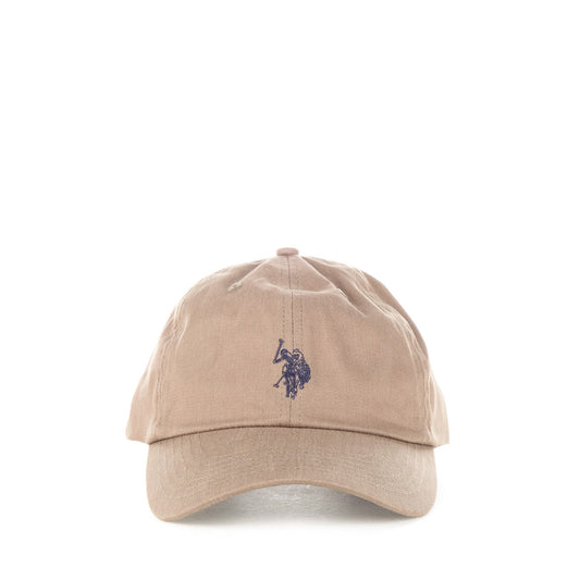 Boné Homem U.S. Polo Assn. Bege com Logótipo Bordado Contrastante