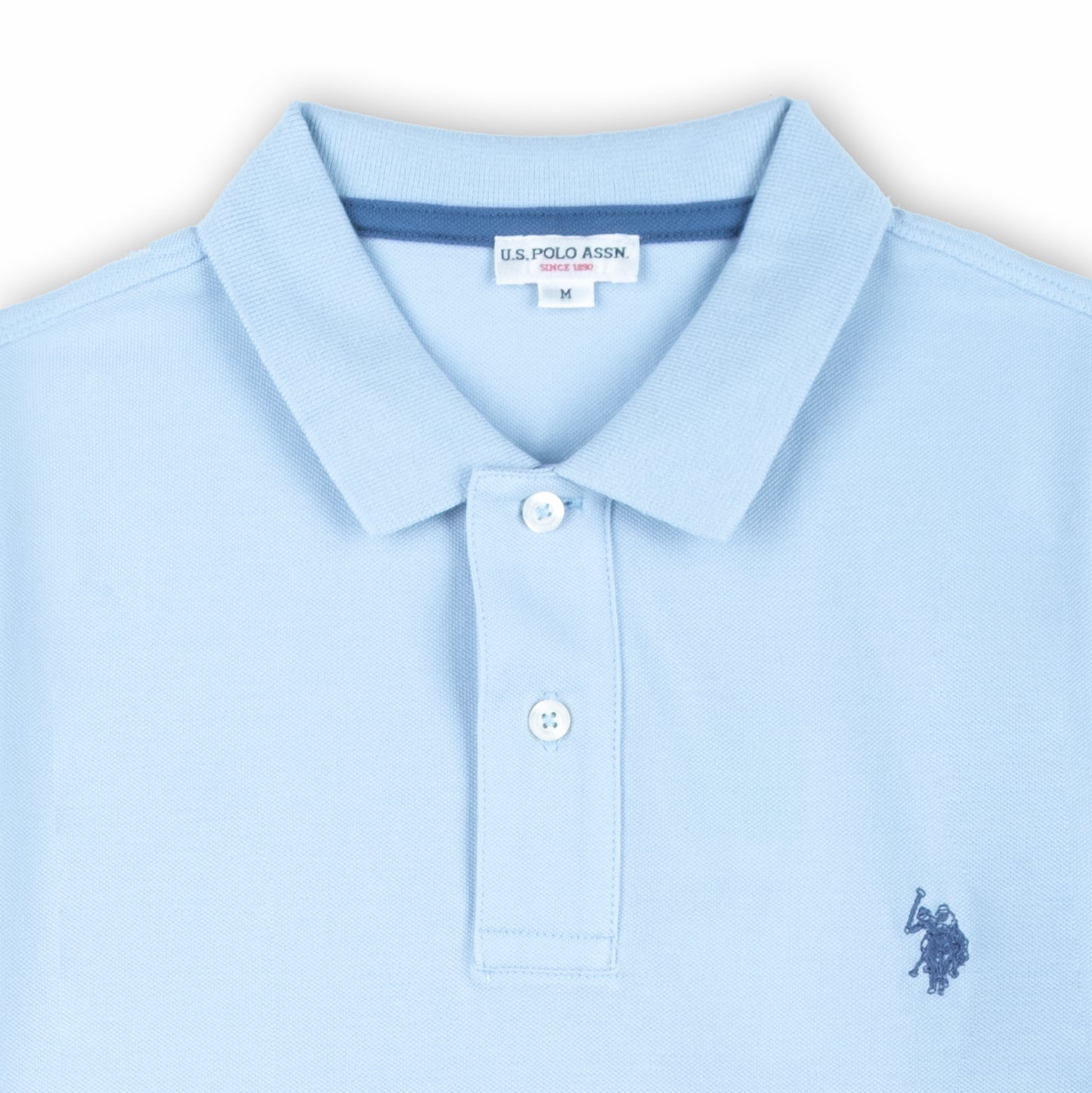 Polo Homem US Polo Azul Claro com Logo Bordado no Peito e Gola Clássica