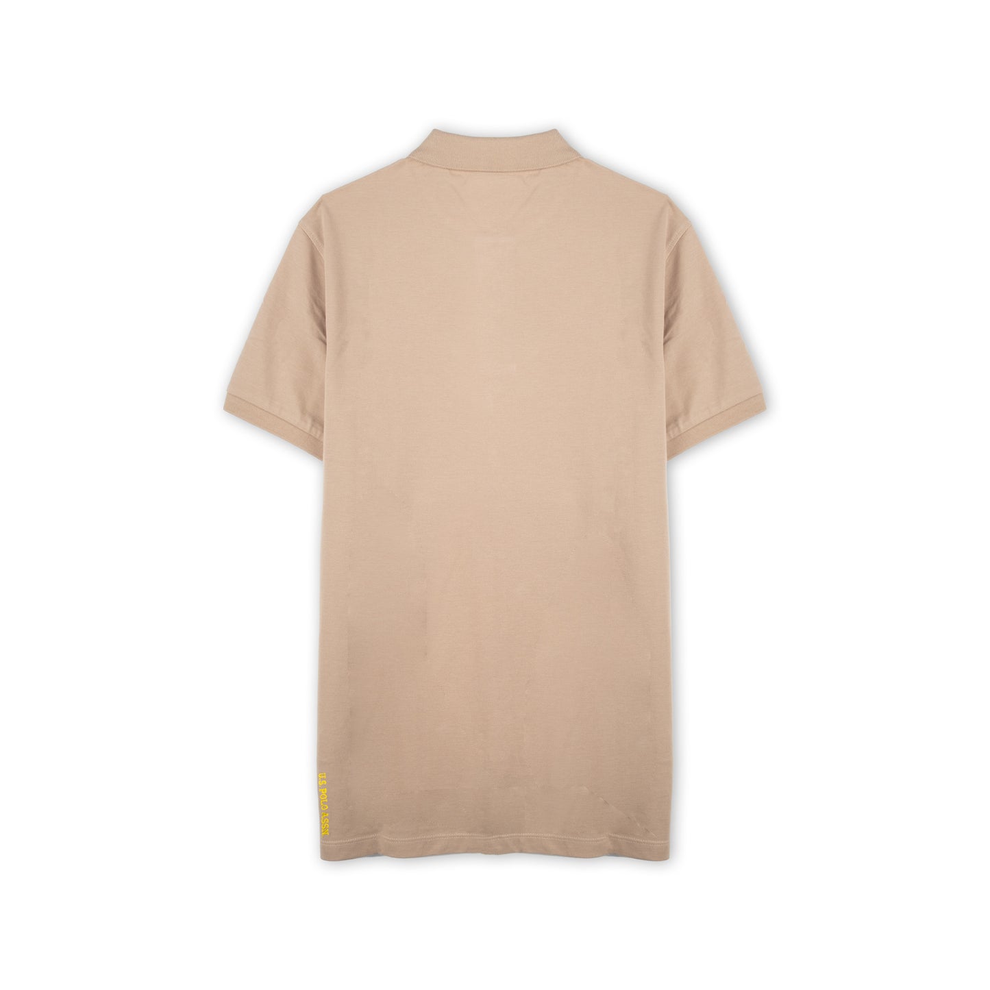 Polo Homem US Polo Bege com Logo Bordado no Peito e Gola Clássica
