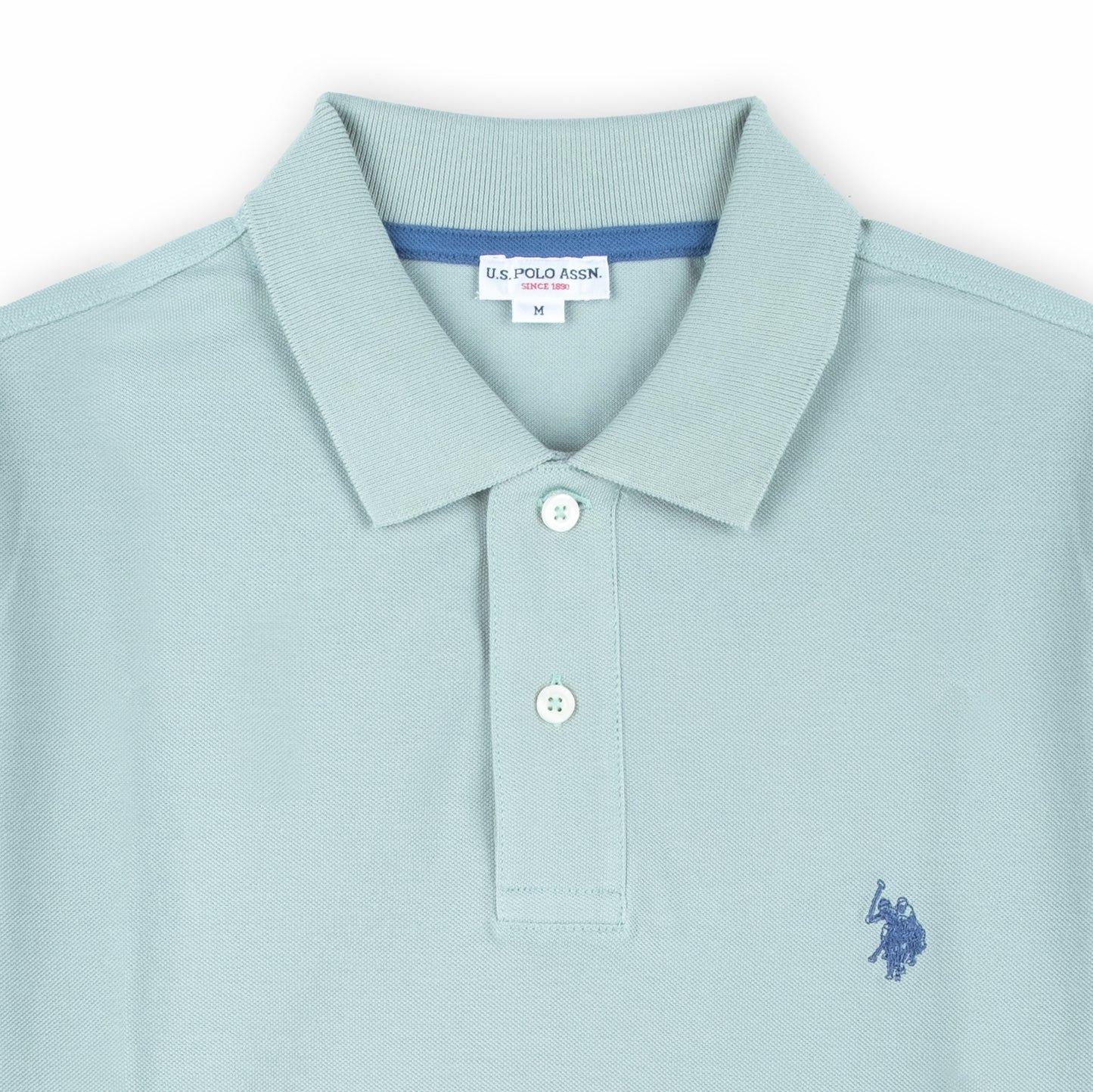 Polo Homem US Polo Verde Água com Logo Bordado no Peito e Gola Clássica