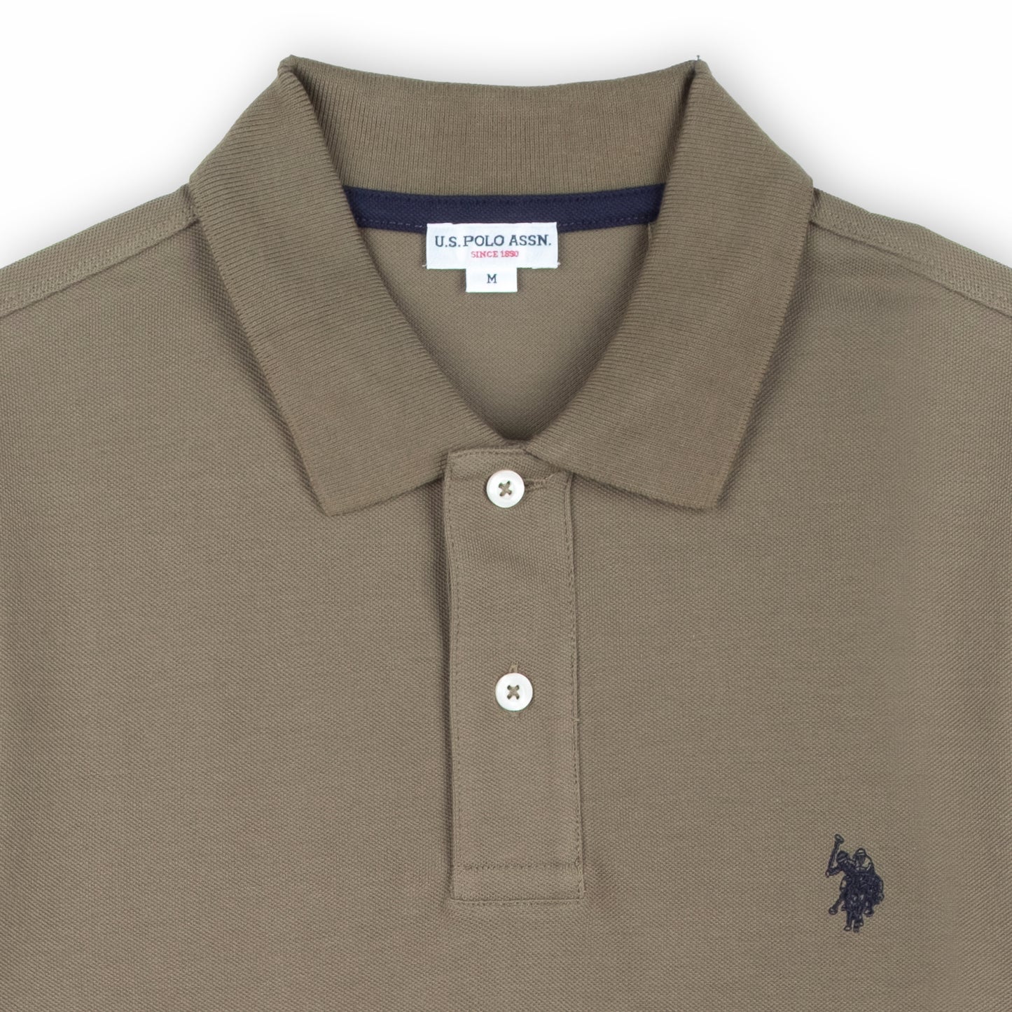 Polo Homem US Polo Verde Caqui com Logo Bordado no Peito e Gola Clássica