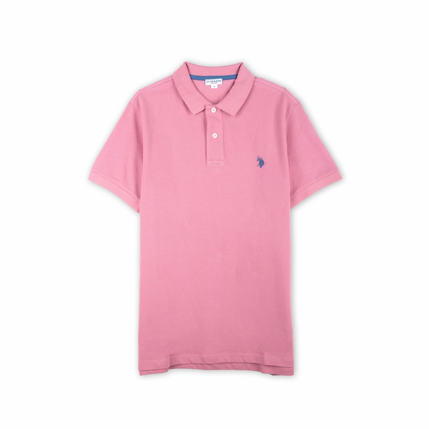 Polo Homem US Polo Rosa com Logo Bordado no Peito e Gola Clássica