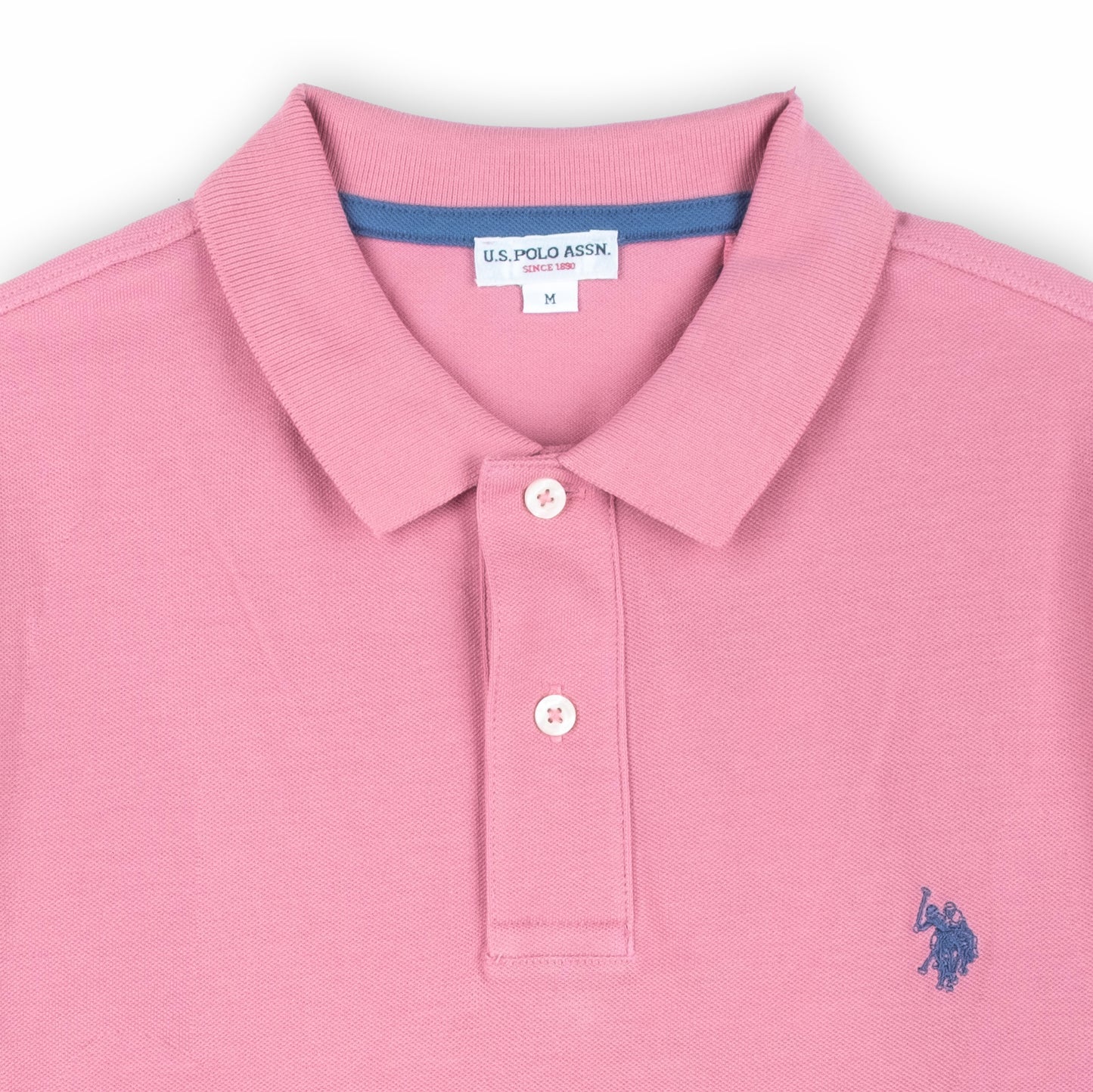 Polo Homem US Polo Rosa com Logo Bordado no Peito e Gola Clássica