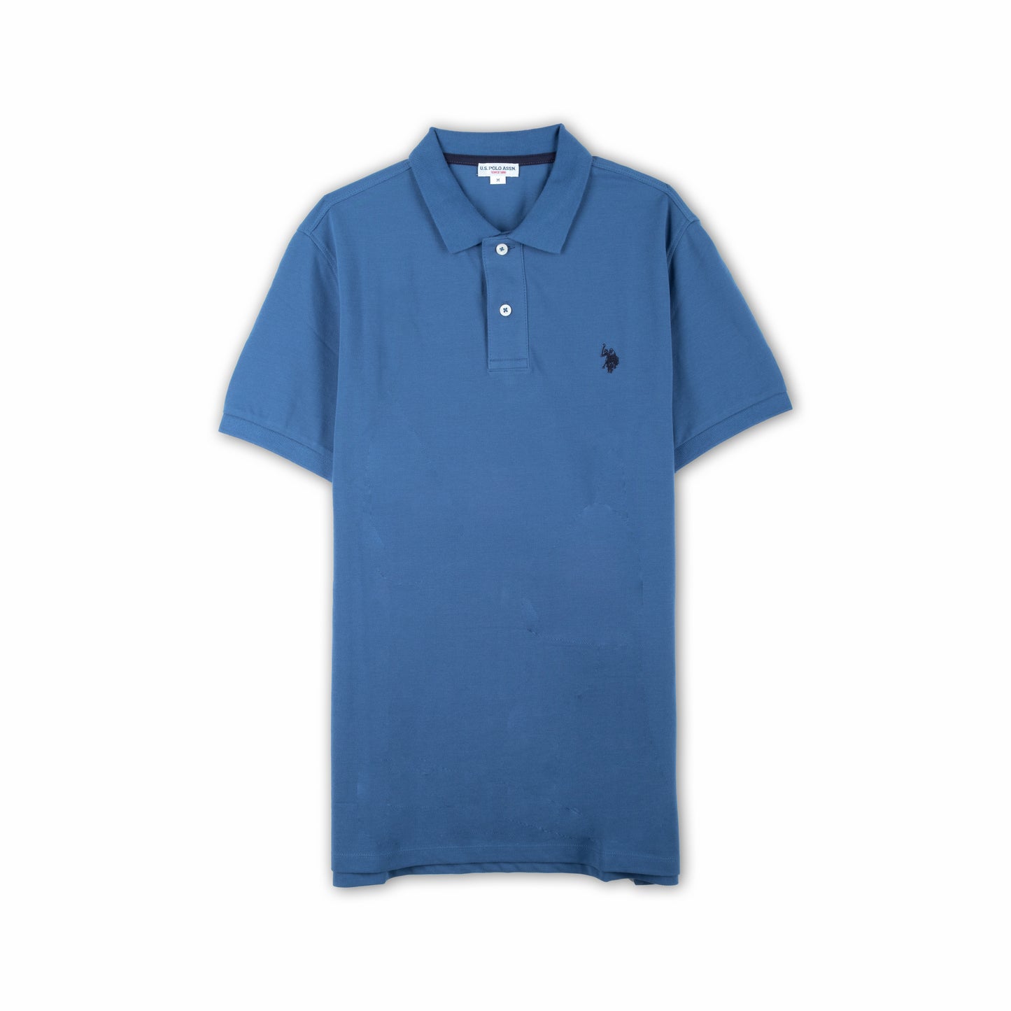 Polo Homem US Polo Azul Médio com Logo Bordado no Peito e Gola Clássica