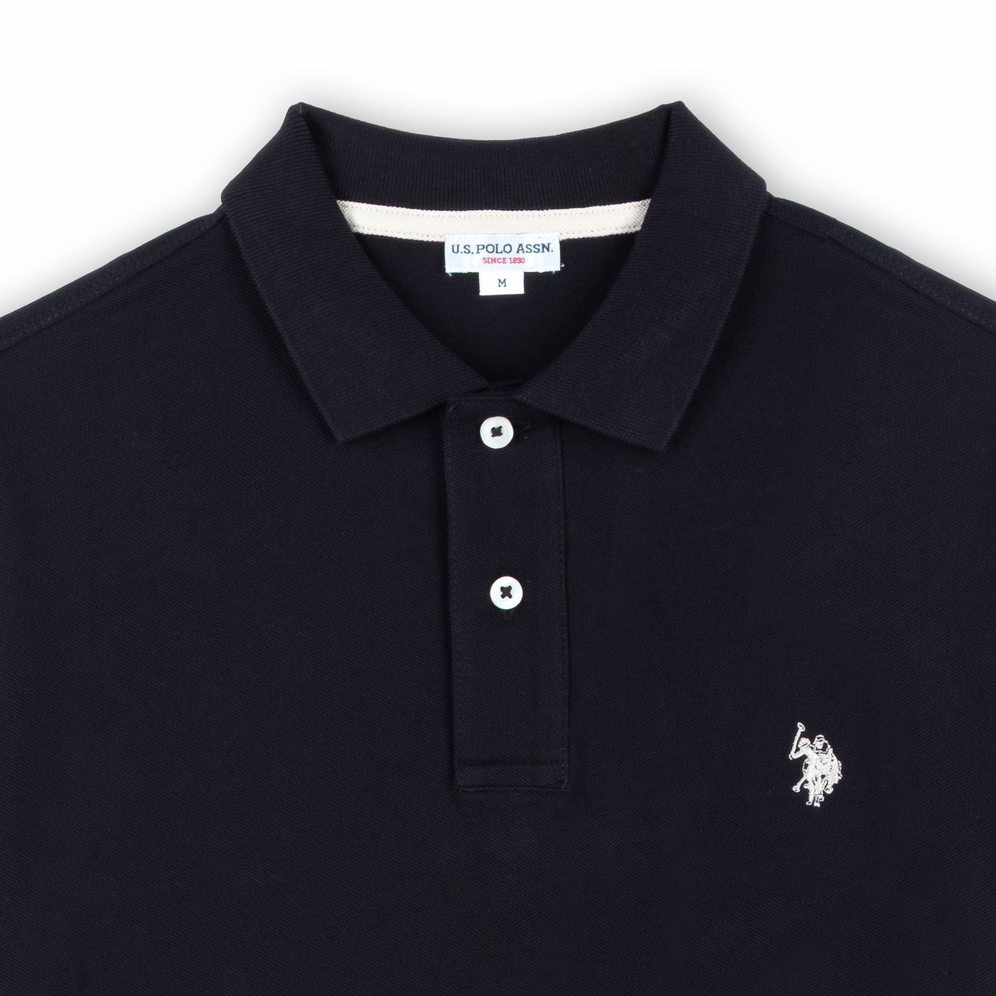 Polo Homem US Polo Preto com Logo Bordado no Peito e Gola Clássica