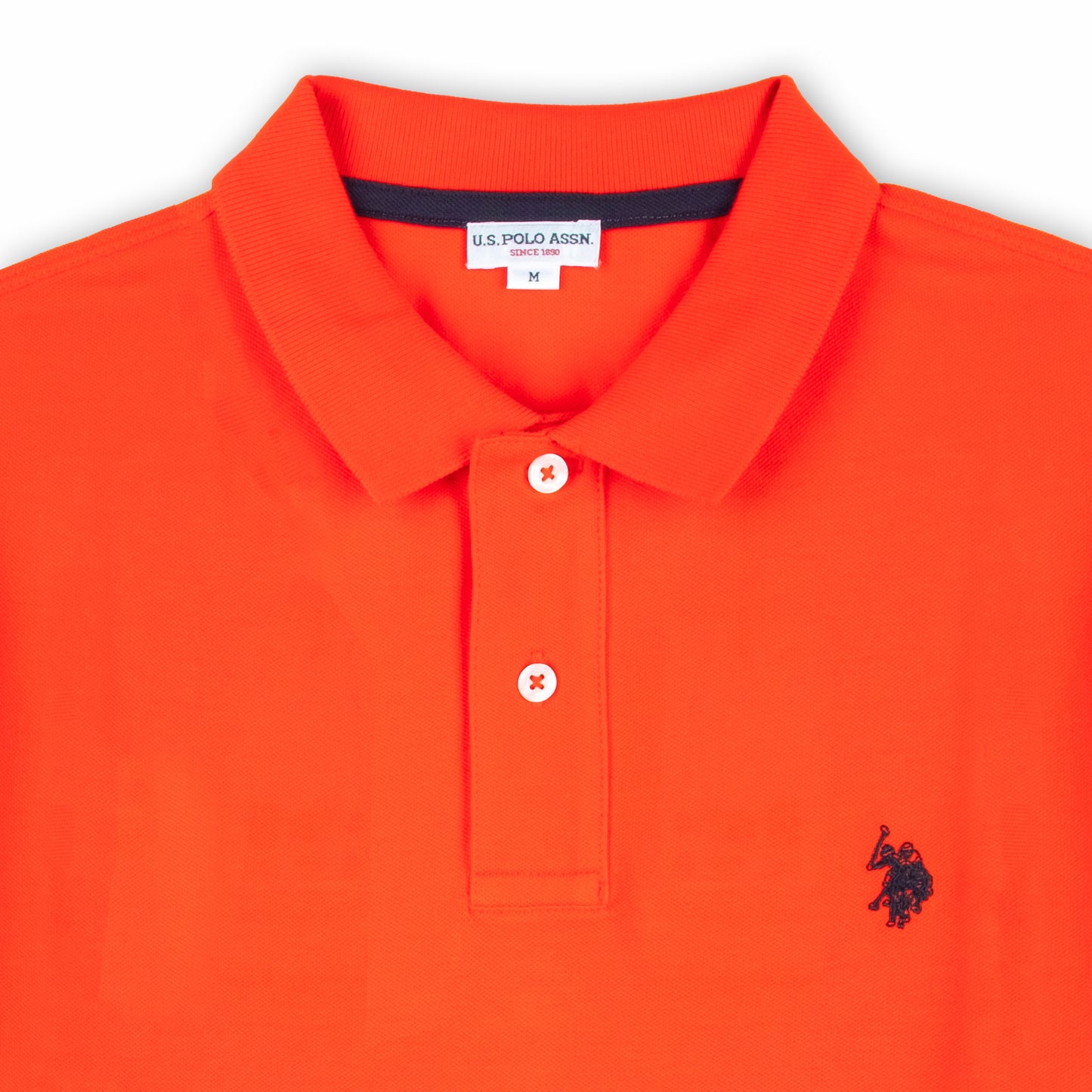 Polo Homem US Polo Laranja com Logo Bordado no Peito e Gola Clássica