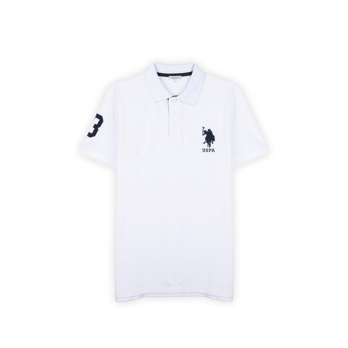 Polo Homem U.S. Polo Assn. Branco com Logótipo e Número 3