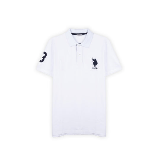 Polo Homem U.S. Polo Assn. Branco com Logótipo e Número 3