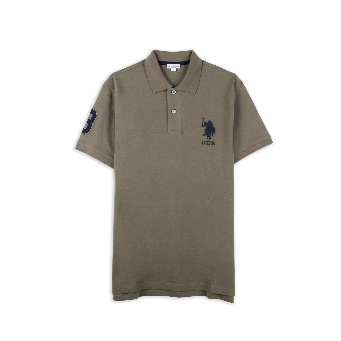 Polo Homem U.S. Polo Assn. Caqui com Logótipo e Número 3