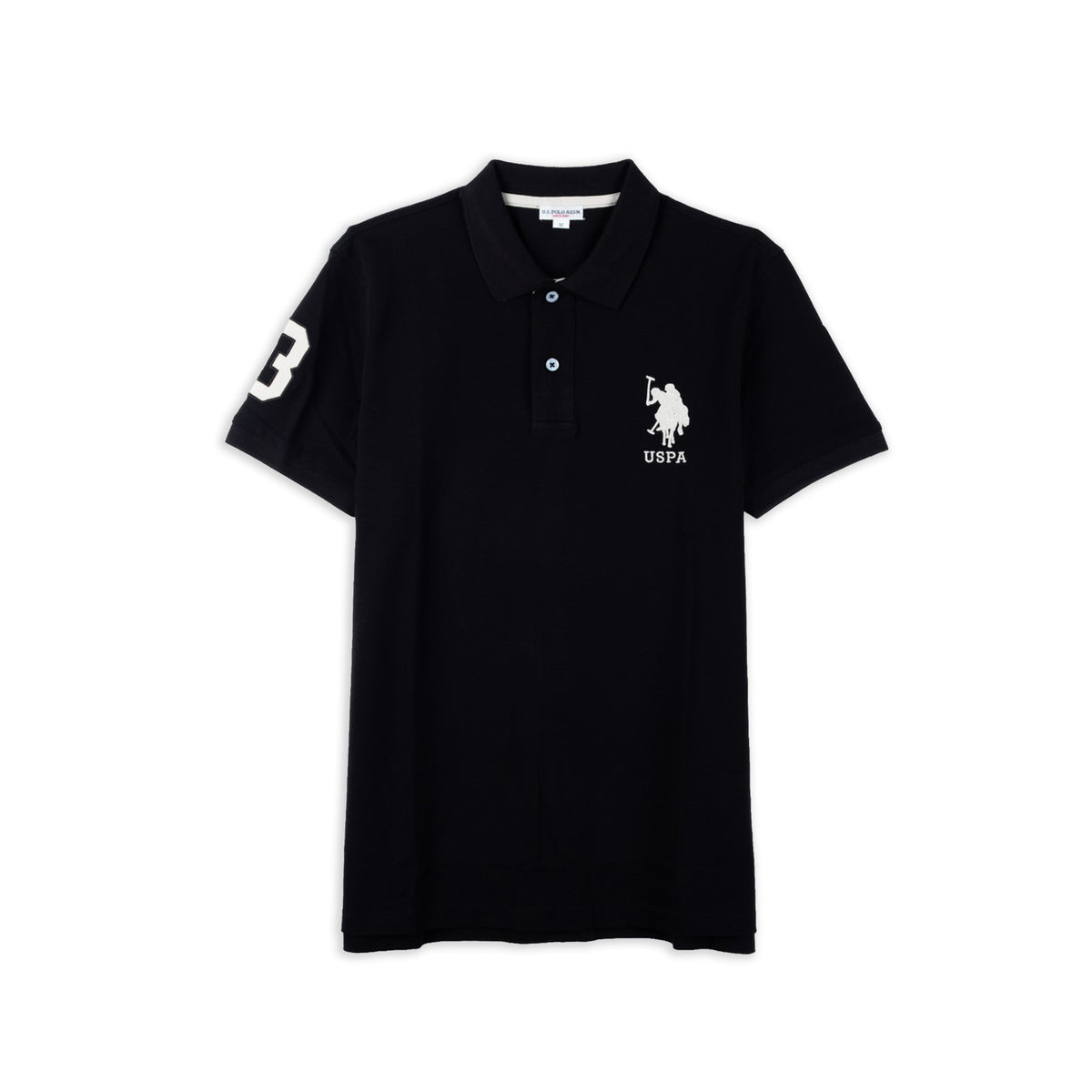 Polo Homem U.S. Polo Assn. Preto com Logótipo e Número 3