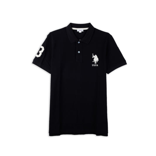Polo Homem U.S. Polo Assn. Preto com Logótipo e Número 3