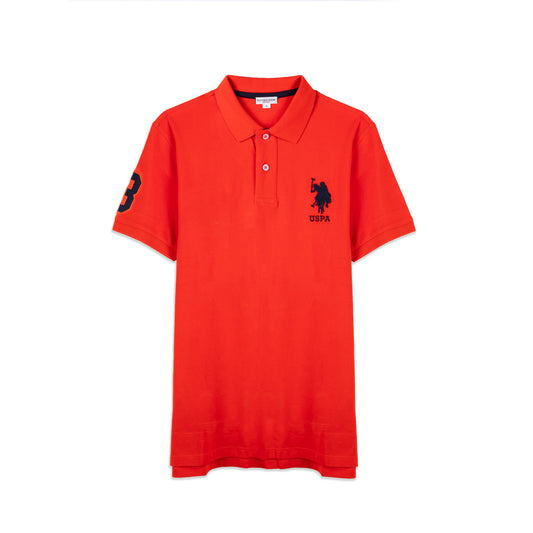 Polo Homem U.S. Polo Assn. Vermelho com Logótipo e Número 3