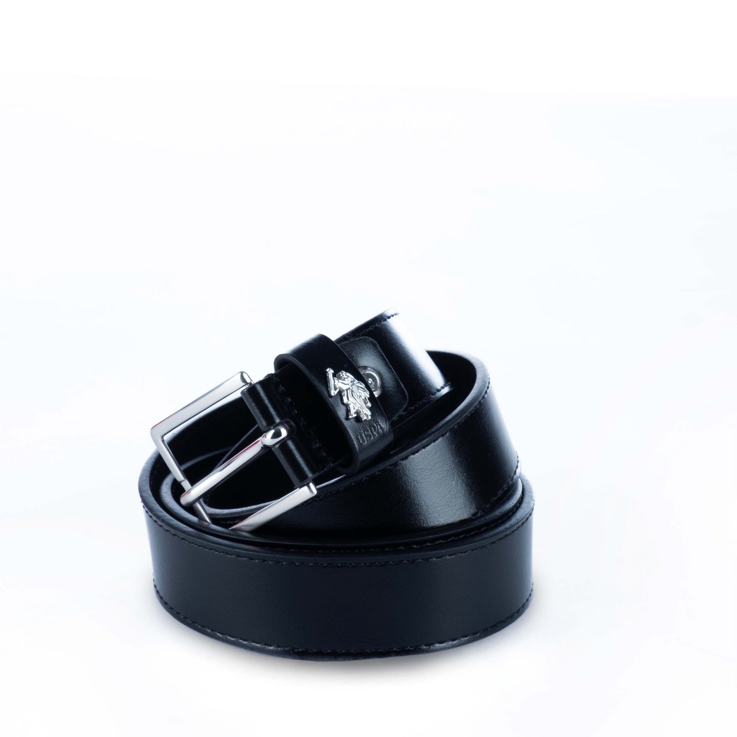 Cinto Homem US Polo Preto em Pele com Fivela Metálica
