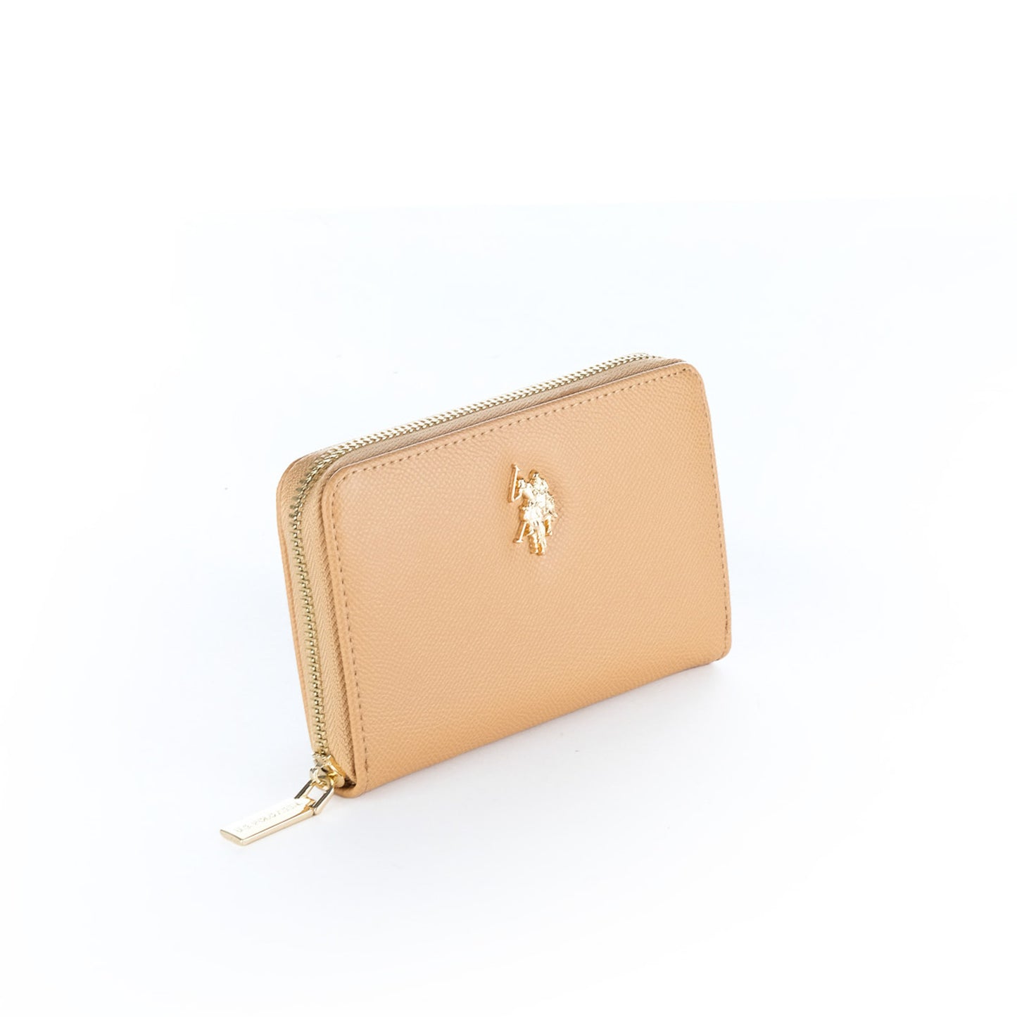 Carteira Mulher U.S. Polo Assn. Bege com Fecho Integral e Logótipo Metálico Dourado
