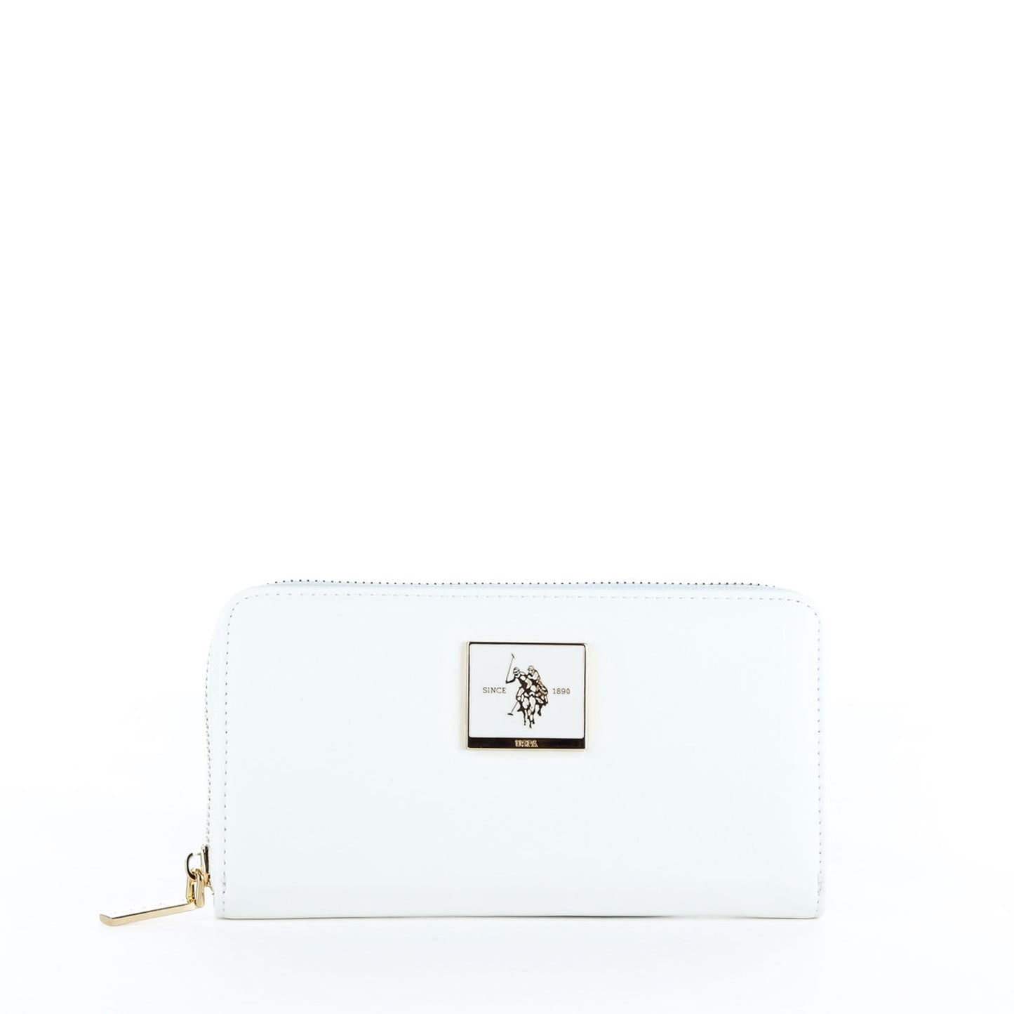 Carteira Mulher U.S. Polo Assn. Branca com Fecho Integral e Logótipo Metálico Dourado