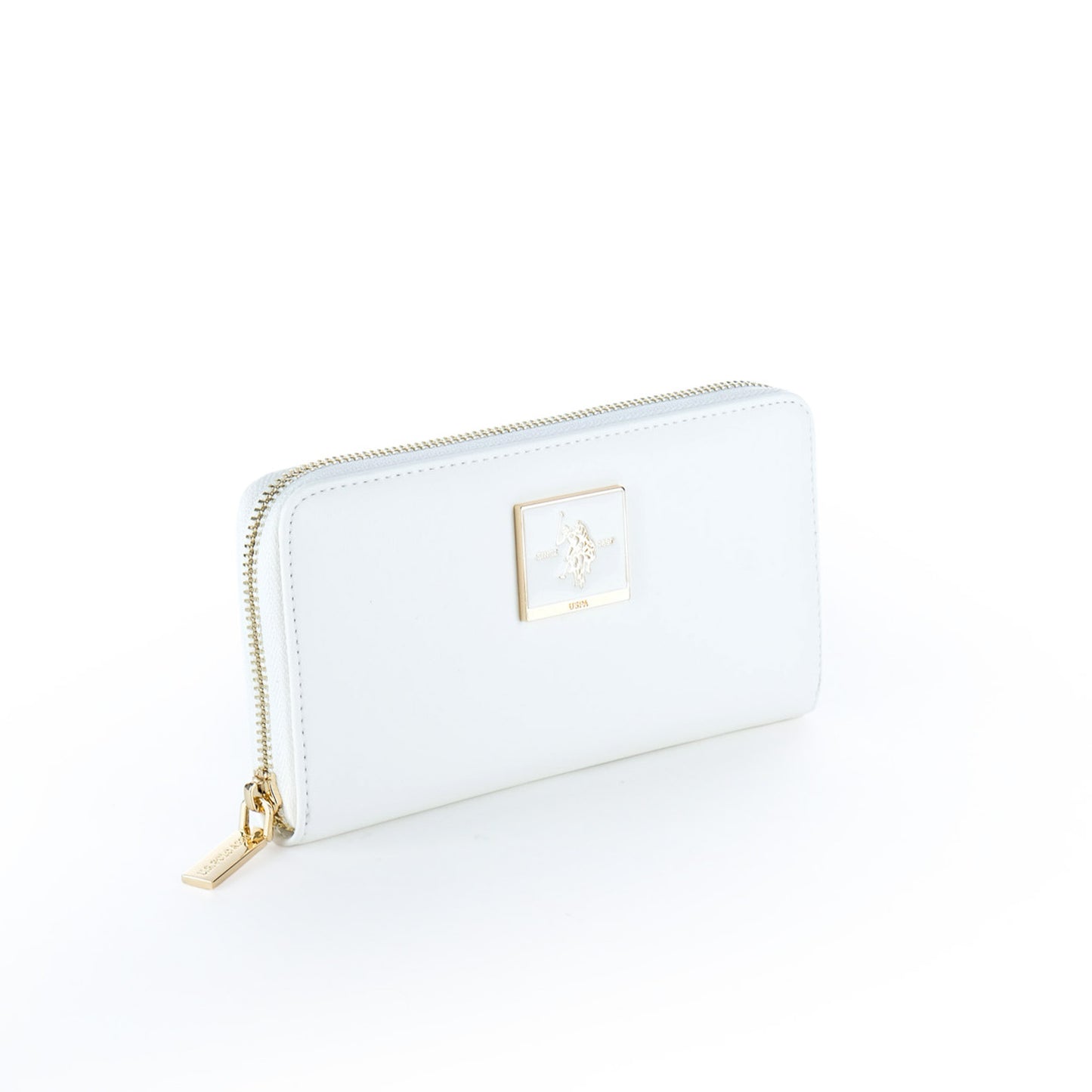 Carteira Mulher U.S. Polo Assn. Branca com Fecho Integral e Logótipo Metálico Dourado