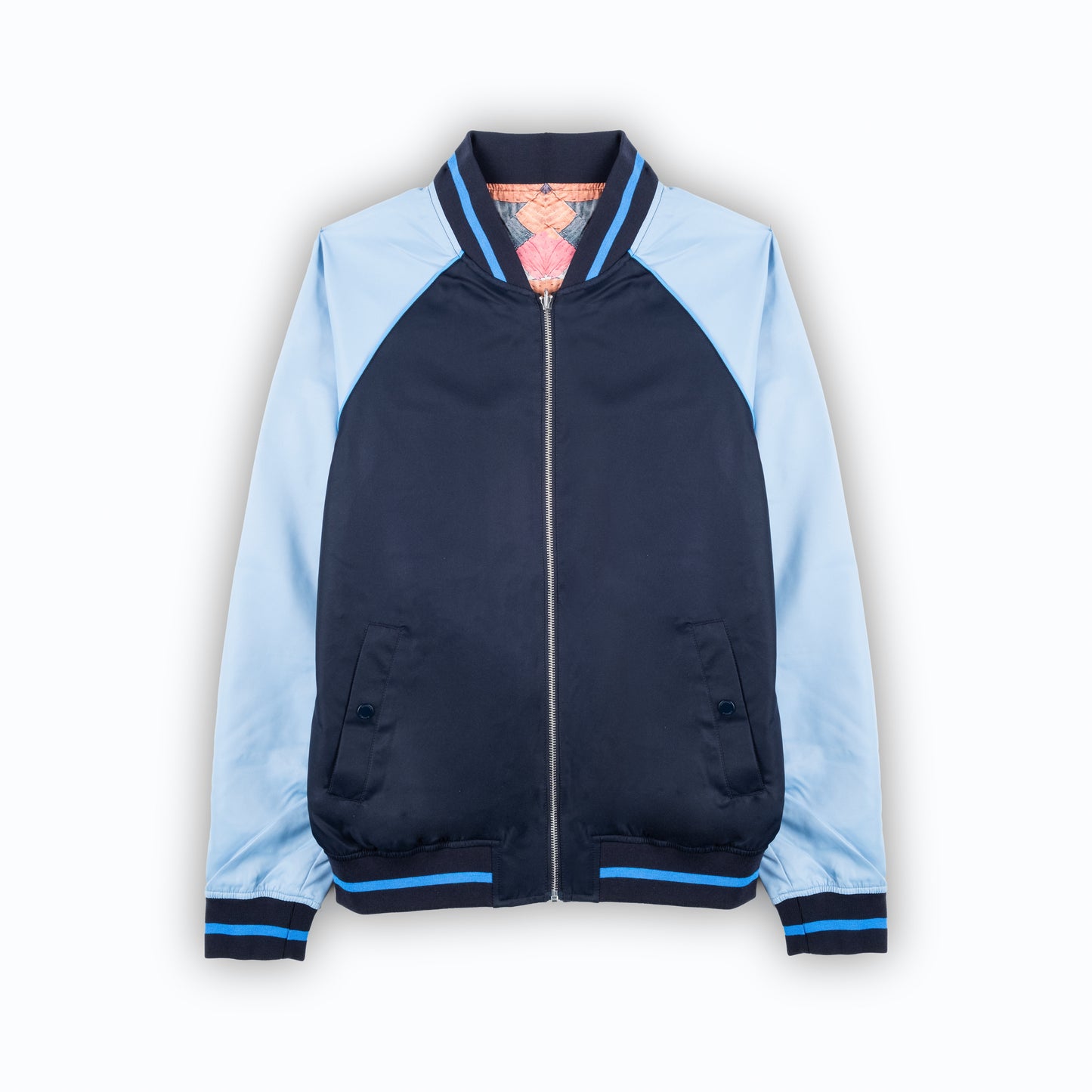 Casaco Reversível Homem Scotch & Soda Azul com Mangas Contrastantes e Fecho Frontal