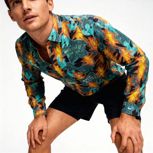 Camisa Homem Scotch & Soda Estampada Folhas Colorida